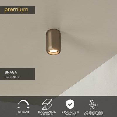 Lucide BRAGA - Plafonnière - 1xGU10 - Koffie | Premium